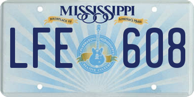MS license plate LFE608