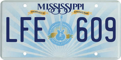 MS license plate LFE609
