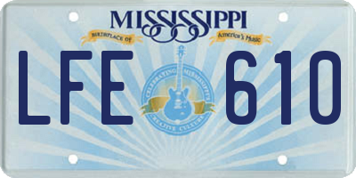 MS license plate LFE610