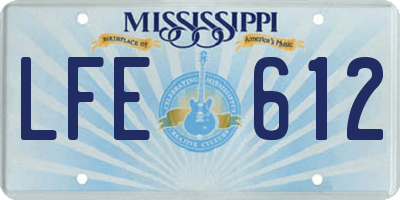 MS license plate LFE612