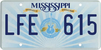 MS license plate LFE615