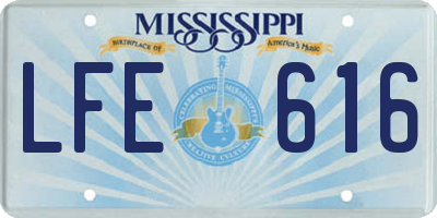 MS license plate LFE616