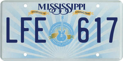 MS license plate LFE617