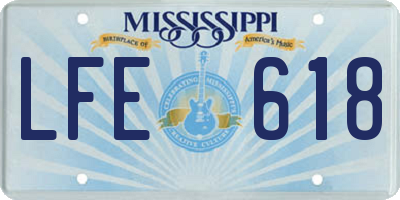 MS license plate LFE618