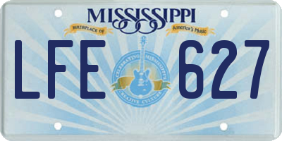 MS license plate LFE627