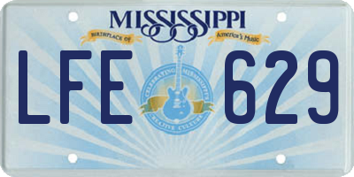 MS license plate LFE629
