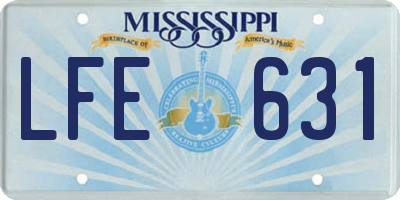 MS license plate LFE631