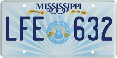 MS license plate LFE632