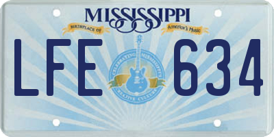 MS license plate LFE634