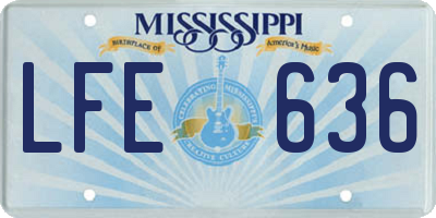 MS license plate LFE636
