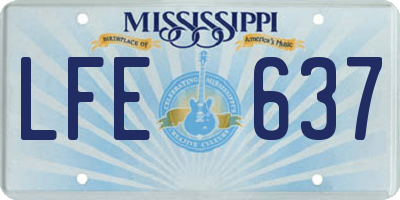 MS license plate LFE637