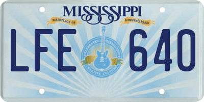 MS license plate LFE640