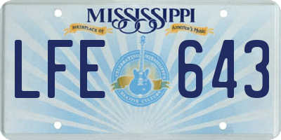 MS license plate LFE643