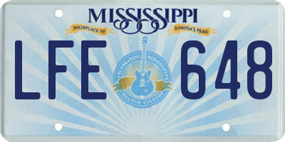 MS license plate LFE648