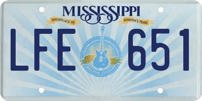 MS license plate LFE651