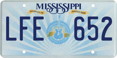 MS license plate LFE652