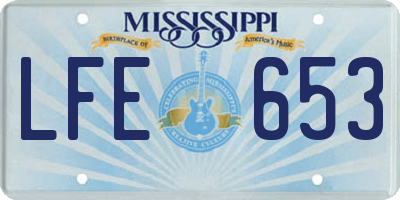 MS license plate LFE653