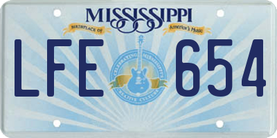 MS license plate LFE654