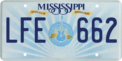 MS license plate LFE662