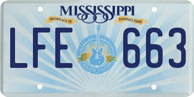 MS license plate LFE663