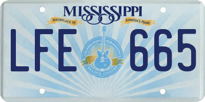 MS license plate LFE665