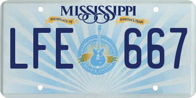 MS license plate LFE667