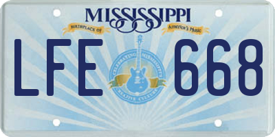 MS license plate LFE668