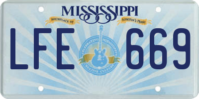 MS license plate LFE669