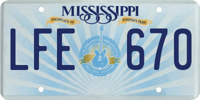MS license plate LFE670