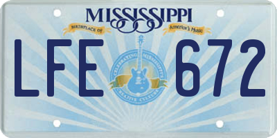 MS license plate LFE672