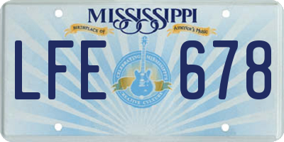 MS license plate LFE678