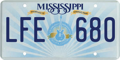 MS license plate LFE680