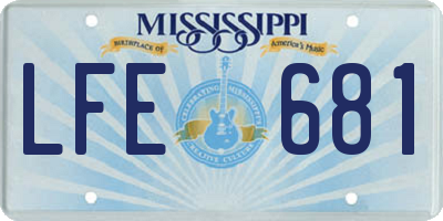 MS license plate LFE681