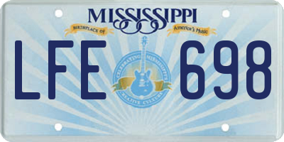 MS license plate LFE698