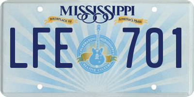 MS license plate LFE701