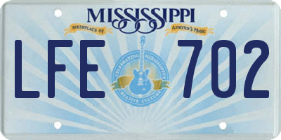 MS license plate LFE702