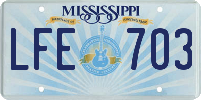 MS license plate LFE703