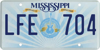 MS license plate LFE704