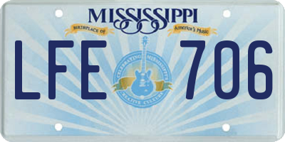 MS license plate LFE706