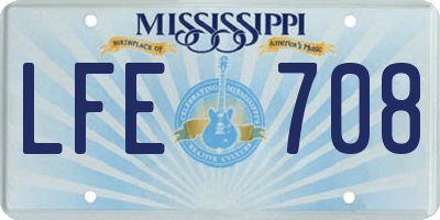 MS license plate LFE708