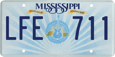 MS license plate LFE711