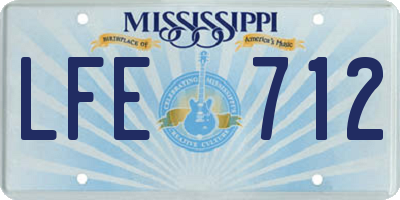 MS license plate LFE712