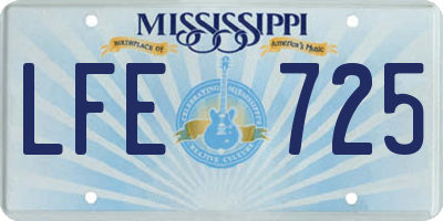 MS license plate LFE725
