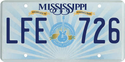 MS license plate LFE726