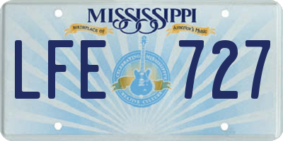 MS license plate LFE727