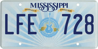 MS license plate LFE728