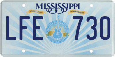 MS license plate LFE730