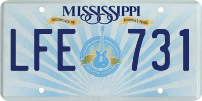 MS license plate LFE731