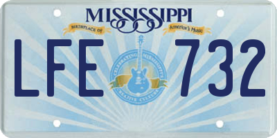 MS license plate LFE732