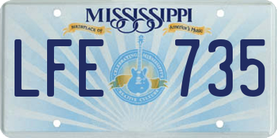 MS license plate LFE735